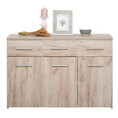 Elba Grey Limed Oak 3 Drawer 3 Door Cabinet Steptoes Furniture World