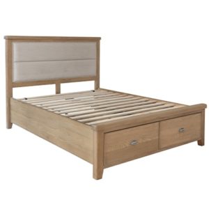 Perth King Size Bed With Drawers - Bed - Oak - Smoked Oak - Bed - Bedroom - Fabric Headboard - Storage - Drawers - Furniture - Steptoes - Paphos - Cyprus
