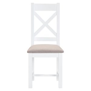Hartford White Dining Chair - Wooden - Oak - Pine - Painted - White - Chair - Dining - Kitchen - Crossback - Fabric Seatpad - Hartford - Furniture - Paphos - Cyprus - Furniture - Steptoes