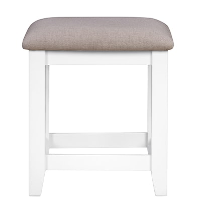 Hartford White Stool - Fabric Seat - Wooden - Pine - Oak - Painted - White - Dressing Table Stool - Dresser Stool - Furniture - Bedroom - Paphos - Cyprus - Steptoes