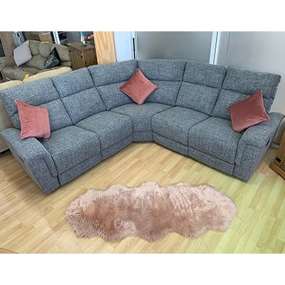 Carlton Fabric Reclining Corner Sofa - Corner - Recliner - Reclining - Crescent - Fabric - Grey - Brown - Sofa - Sofa Set - Lounge - Living - Comfort - Home - Furniture - Steptoes - Paphos - Cyprus