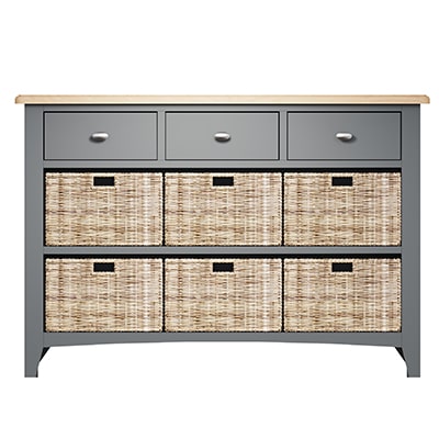 Welby 3 Drawer 6 Basket Unit - Grey Painted - Oak - Grey - Painted - Wooden - Pine - Oak - Dining - Living - Lounge - Kitchen - Bedroom - Furniture - Modern - Interior Design - Furniture - Cyprus - Steptoes