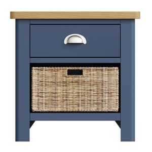 Halifax Blue 1 Drawer 1 Basket Unit - Dark Blue - Blue Painted - Blue - Oak - Wooden - Wood - Pine - Solid Wood - Living - Lounge - Dining - Kitchen - Bedroom - Furniture - Steptoes - Paphos - Cyprus