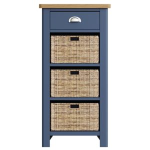 Halifax Blue 1 Drawer 3 Basket Unit - Dark Blue - Blue Painted - Blue - Oak - Wooden - Wood - Pine - Solid Wood - Living - Lounge - Dining - Kitchen - Bedroom - Furniture - Steptoes - Paphos - Cyprus