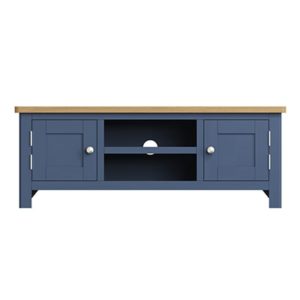 Halifax Blue Large TV Unit - Dark Blue - Blue Painted - Blue - Oak - Wooden - Wood - Pine - Solid Wood - Living - Lounge - Dining - Kitchen - Bedroom - Furniture - Steptoes - Paphos - Cyprus