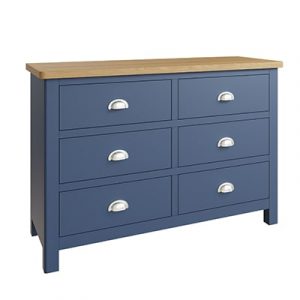 Halifax Blue 6 Drawer Chest - Dark Blue - Blue Painted - Blue - Oak - Wooden - Wood - Pine - Solid Wood - Living - Lounge - Dining - Kitchen - Bedroom - Furniture - Steptoes - Paphos - Cyprus