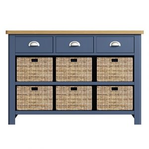 Halifax Blue 3 Drawer 6 Basket - Dark Blue - Blue Painted - Blue - Oak - Wooden - Wood - Pine - Solid Wood - Living - Lounge - Dining - Kitchen - Bedroom - Furniture - Steptoes - Paphos - Cyprus