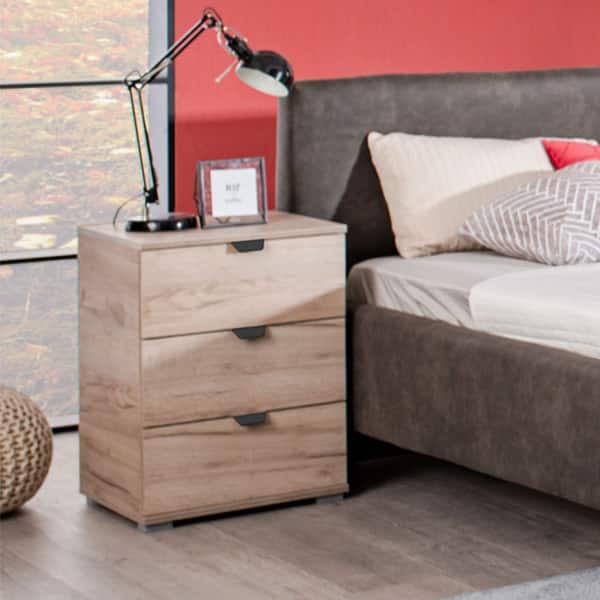 Duero 3 Drawer Bedside Cabinet - Oak - Artisan Oak - Bedside Cabinet - Nightstand - Bedroom - MDF - Flatpack - Steptoes - Paphos - Cyprus