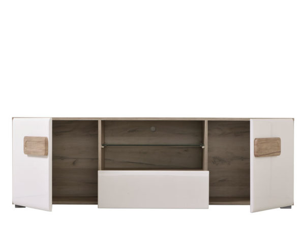 Bert Large TV Unit - White - Gloss White - Grey Limed Oak - Modern - Living - Dining - Bedroom - Furniture - Flatpack - Paphos - Cyprus - Steptoes