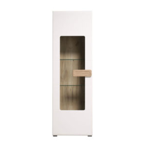 Bert Tall Display Cabinet - White - Gloss White - Grey Limed Oak - Modern - Living - Dining - Bedroom - Furniture - Flatpack - Paphos - Cyprus - Steptoes