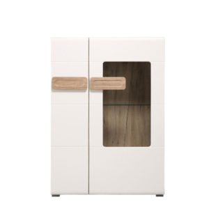 Bert Display Cabinet - White - Gloss White - Grey Limed Oak - Modern - Living - Dining - Bedroom - Furniture - Flatpack - Paphos - Cyprus - Steptoes