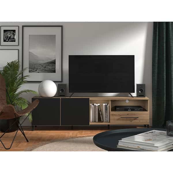 Coimbra TV Unit - Television stand - tv stand - Living Room - Living - Lounge - Furniture - Modern - Artisan Oak - Black - Flatpack - Steptoes - Paphos - Cyprus