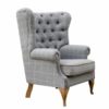 Wingback Checkered Armchair - Checkered - Armchair - Chair - Living - Sofa - Fabric - Buttoned Back - Living - Lounge - Comfort - Relax - Fabric - Steptoes - Paphos - Cyprus - Beige - Grey