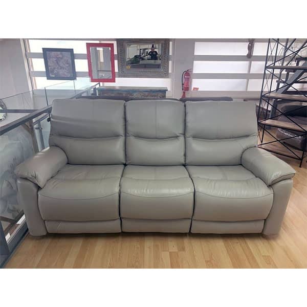 Menlo 3 Seater Recliner - Recliner - Reclining - Leather - PU - Stone - 3 Seat - Sofa - Lounge - Living - Paphos - Cyprus - Steptoes