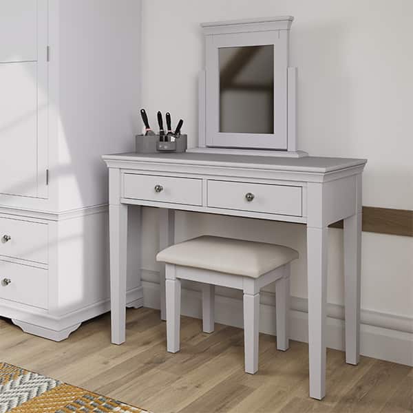 Cheshire Grey Trinket Mirror - Grey - Light Grey - Painted - Cheshire - Modern - Stylish - Mirror - Dresser Mirror - Bedroom - Furniture - Steptoes - Paphos - Steptoes