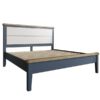 Perth Blue Fabric King Size Bed - Smoked Oak - Oak - Blue - Blue Painted - Fabric Headboard - Bed - Bedroom - Furniture - Steptoes - Paphos - Cyprus