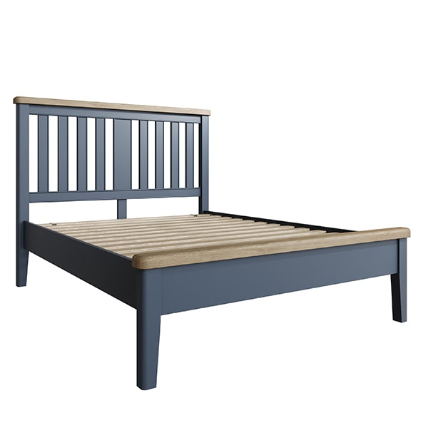 Perth Blue King Size Bed - Wooden Headboard - Blue Painted - Blue - Smoked Oak - Oak - Bed - King Size - Bedroom - Furniture - Steptoes - Paphos - Cyprus