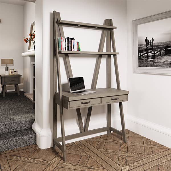 Fairfax Desk Bookcase - Grey Oak - Oak - Pine - Wooden - Storage - Unit - Occasional - Lounge - Furniture - Paphos - Cyprus - Steptoes