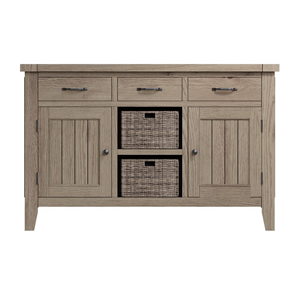 Fairfax Large Sideboard - Grey Oak - Wood - Oak - Pine - Sideboard - Buffet - Storage - Unit - Cabinet - Kitchen - Dining - Furniture - Steptoes - Paphos - Cyprus