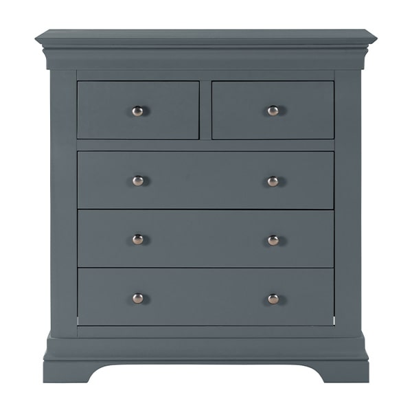 Chantilly Dark Grey 2 Over 3 Chest - Storage - Unit - Bedroom - Bedroom Furniture - Furniture - Dark Grey - Grey - Painted Furniture - Chest - Bed - Steptoes - Paphos - Cyprus